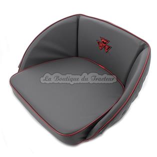 Funda de asiento bordada gris de Massey Ferguson con borde rojo